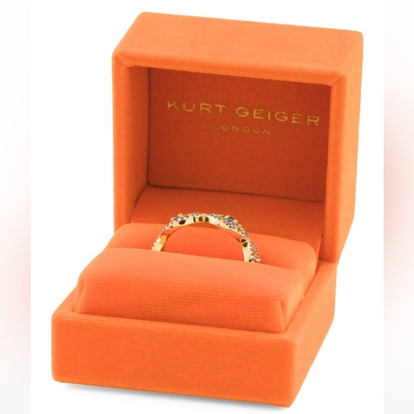 Only 1 Left Kurt Geiger London Blue Pave Crystal Evil Eye Gold Tone Ring Size 8 - Picture 3 of 3